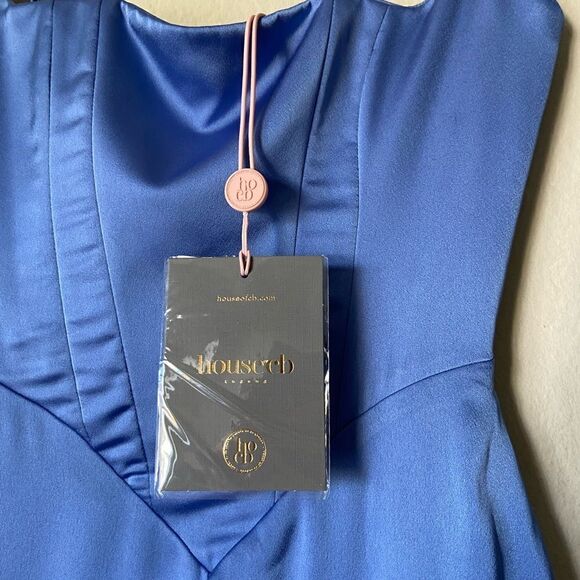 NWT House Of Cb Olivette Periwinkle Satin Maxi Blue Dress Corset Size XS - Picture 16 of 16
